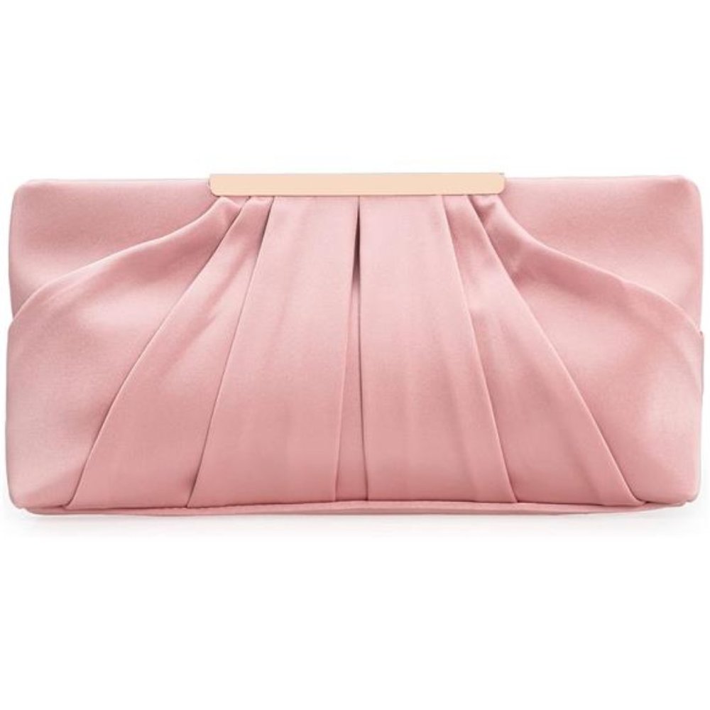 Clutch Evening Bag Elegant Pleated Satin Formal Handbag Simple Classy Purse